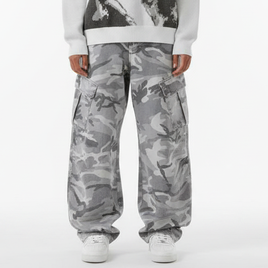 Camouflage Wide-Leg Pants