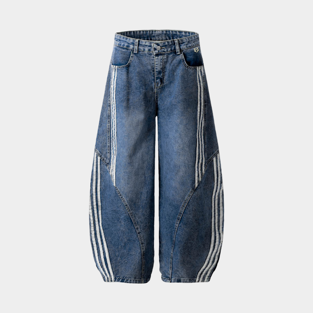 Denim Striped Barrel Jeans