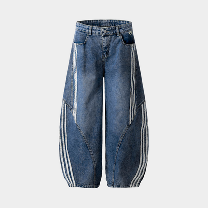 Denim Striped Barrel Jeans