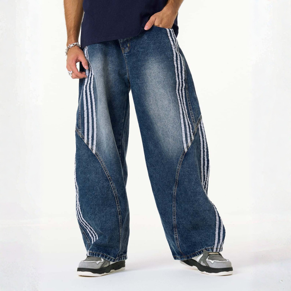 Denim Striped Barrel Jeans