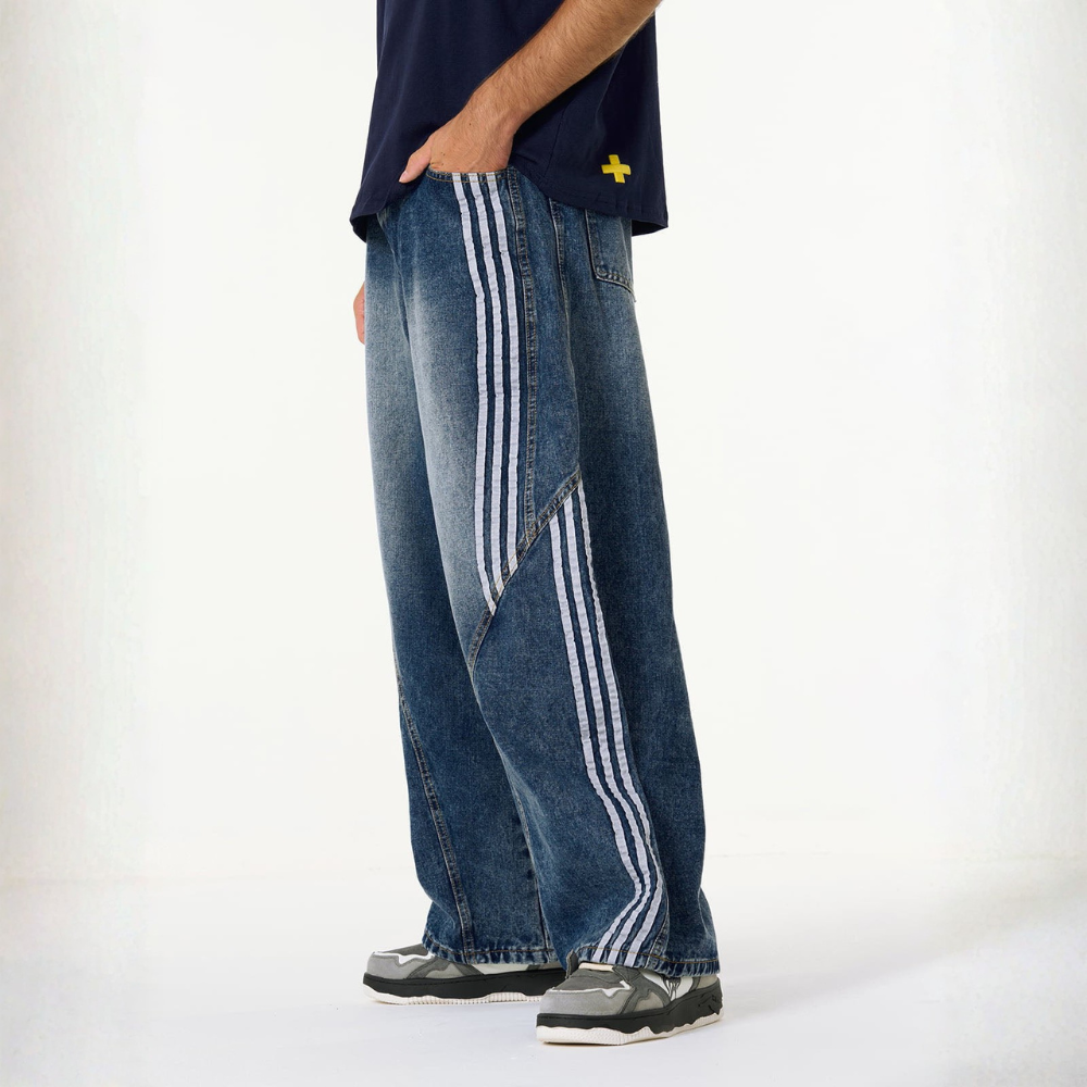 Denim Striped Barrel Jeans