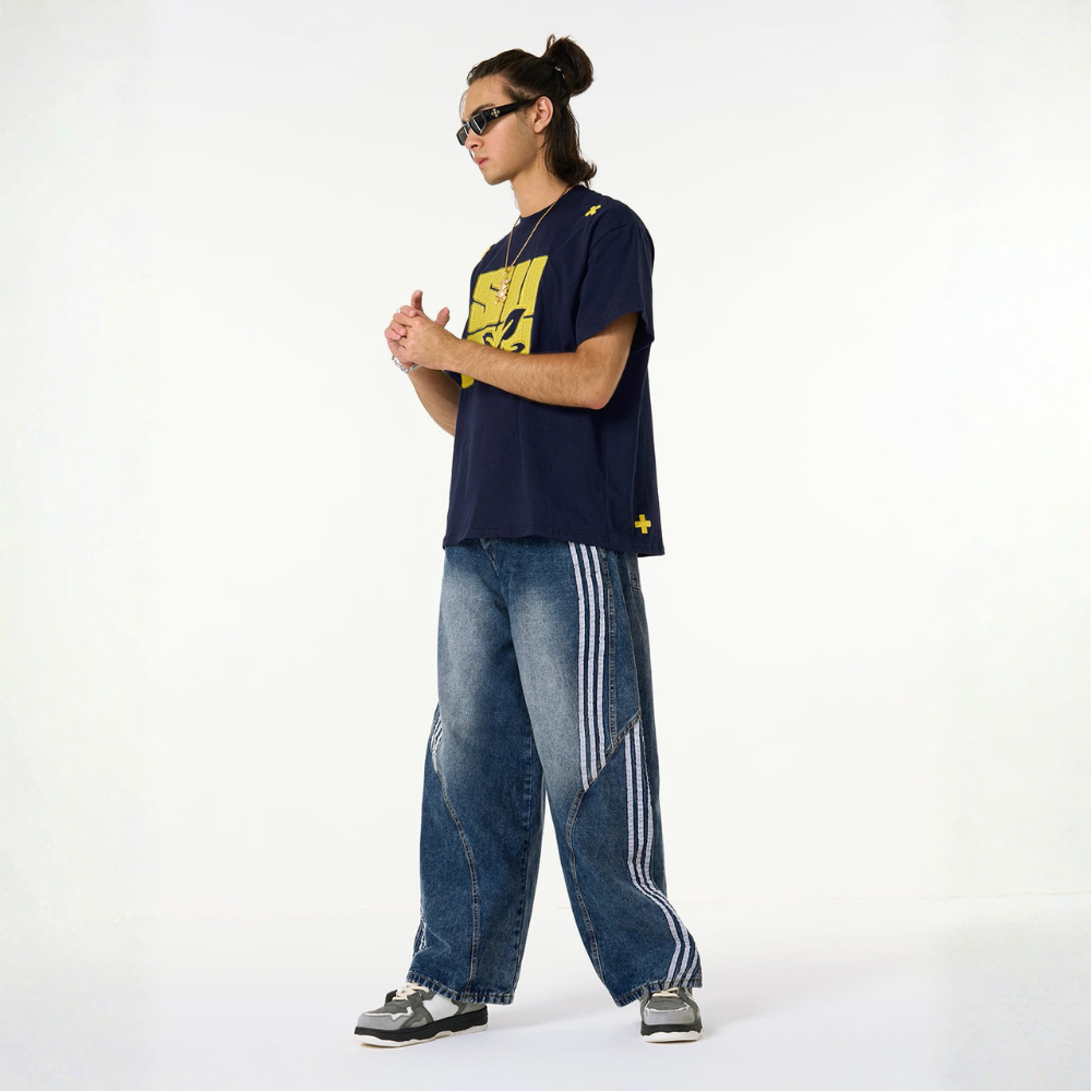 Denim Striped Barrel Jeans