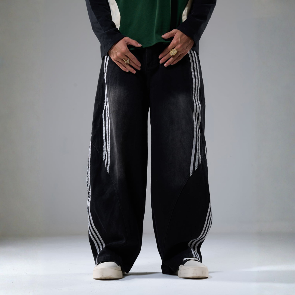 Denim Striped Barrel Jeans