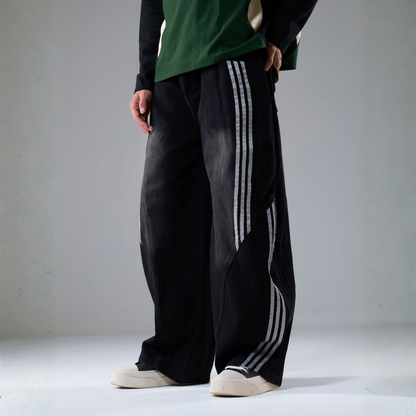 Denim Striped Barrel Jeans