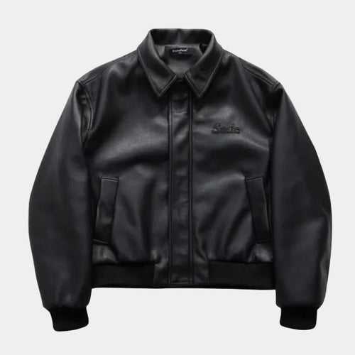 NEWGRMTNS x Sade Faux Leather Bomber Jacket