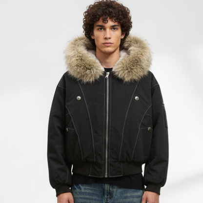 Hooded Faux Fur Bomber
