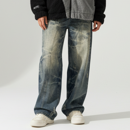 'Graphic Lining' Baggy Jeans