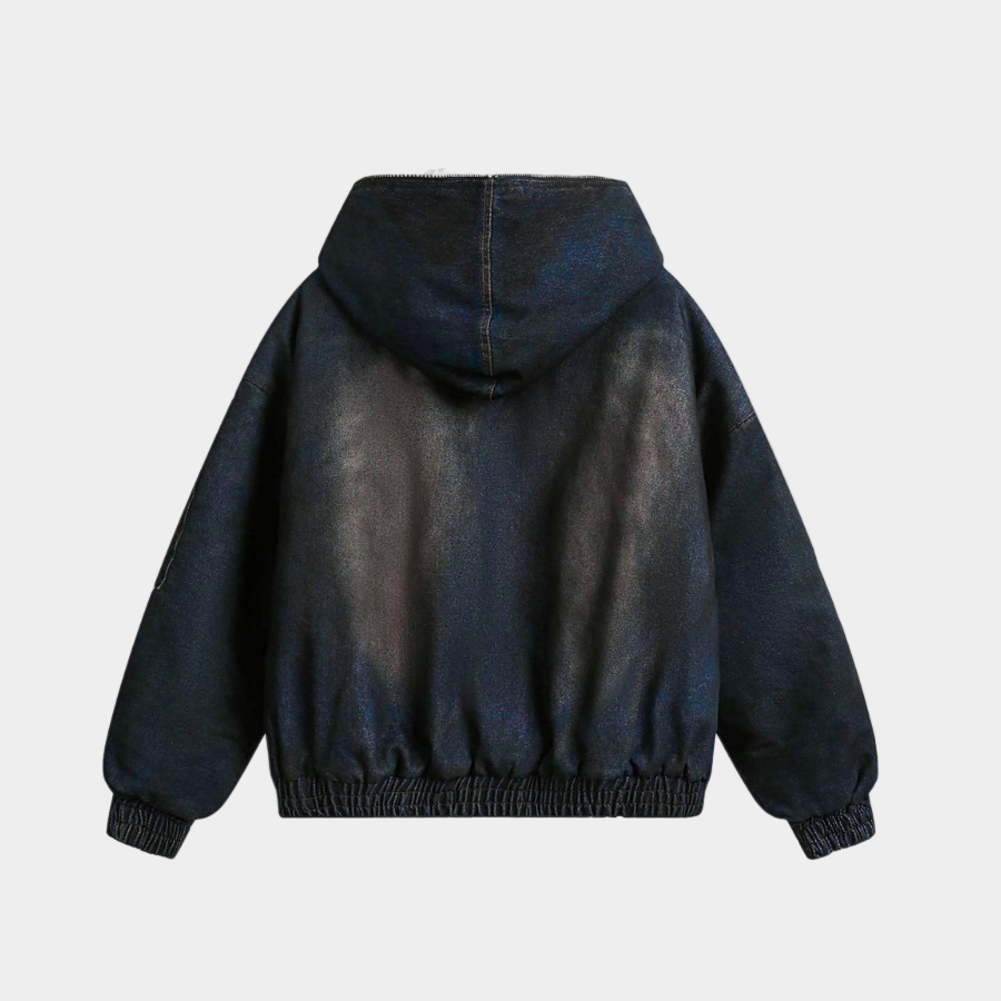 Denim Fur Hooded Jacket