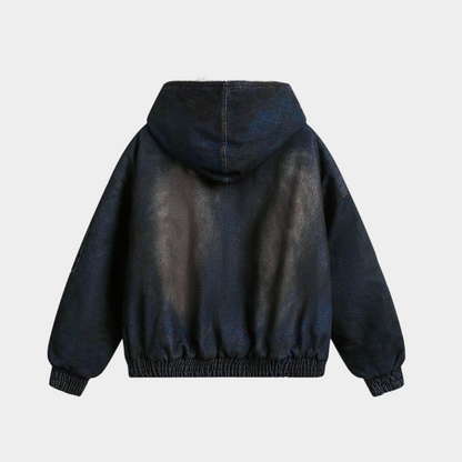 Denim Fur Hooded Jacket