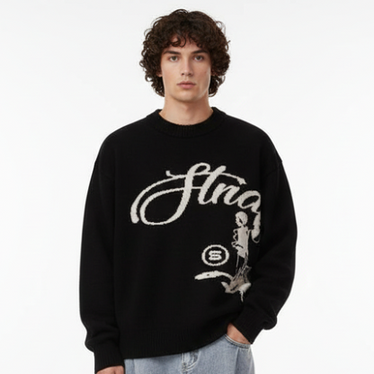 'Structure' Graphic Knitted Sweater