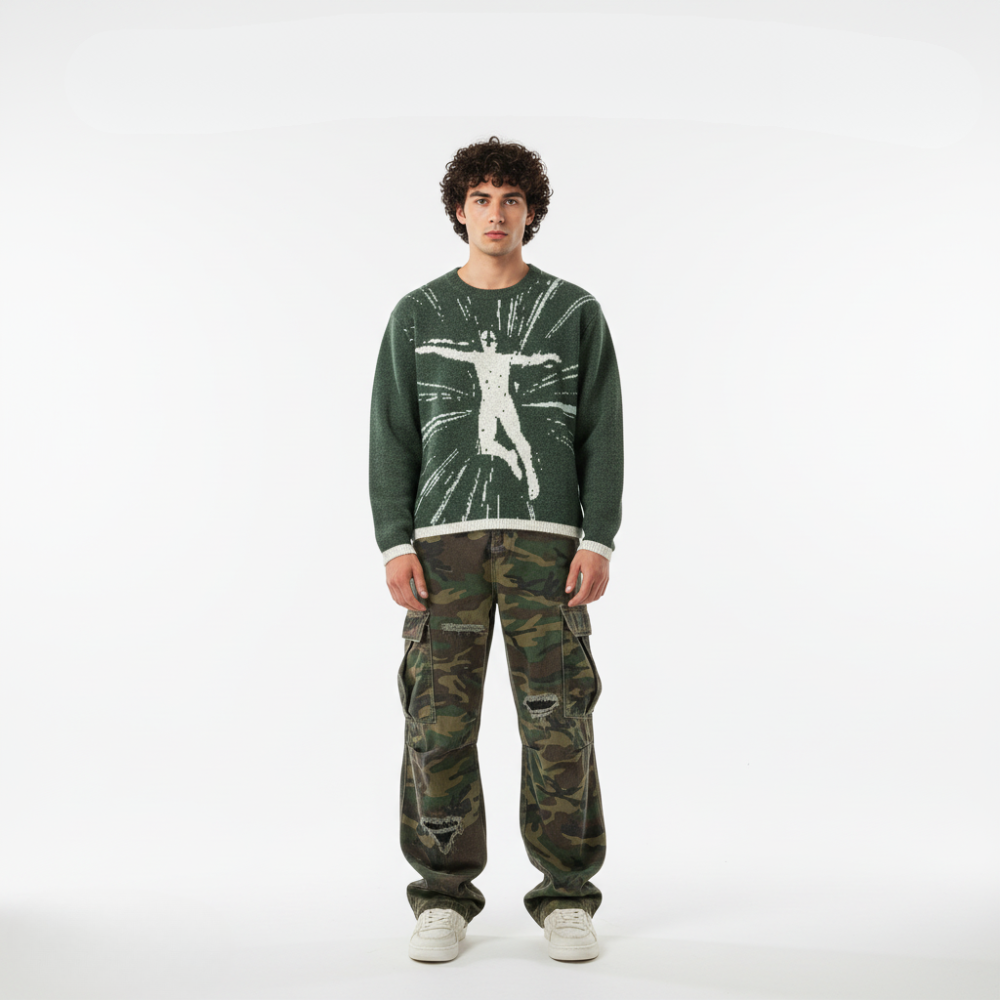 Ripped Camouflage Cargo Pants