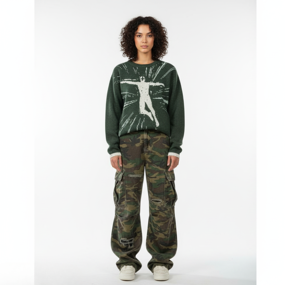 Ripped Camouflage Cargo Pants