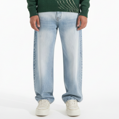 Oversized Washed Blue Jeans