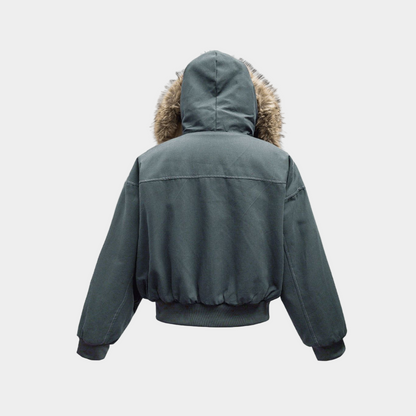 Hooded Faux Fur Bomber
