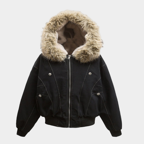 Hooded Faux Fur Bomber