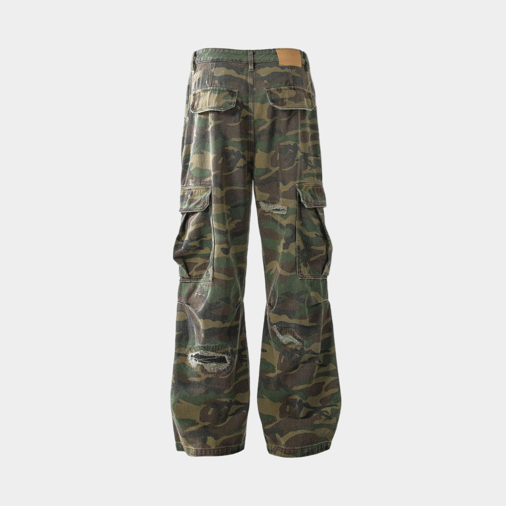 Ripped Camouflage Cargo Pants