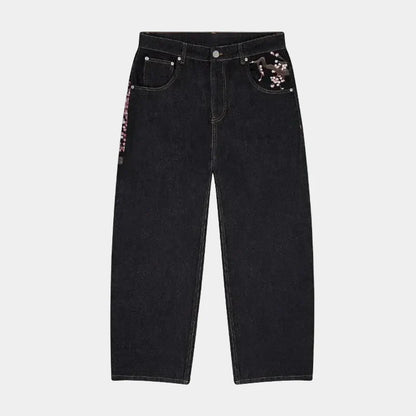 Baggy jeans Cherry Blossom Embroidery