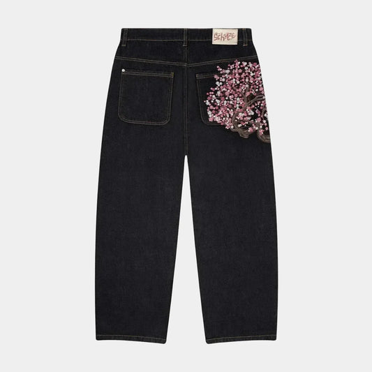 Baggy jeans Cherry Blossom Embroidery