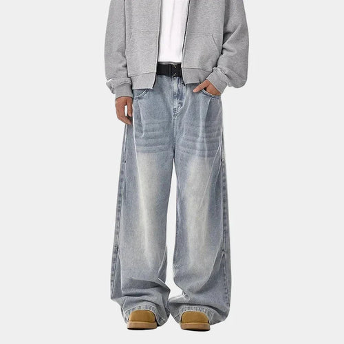 Oversized Washed Blue Jeans