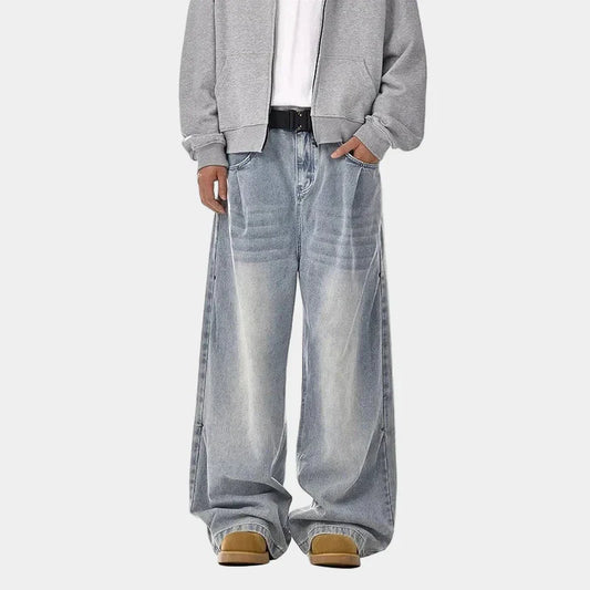 Oversized Washed Blue Jeans