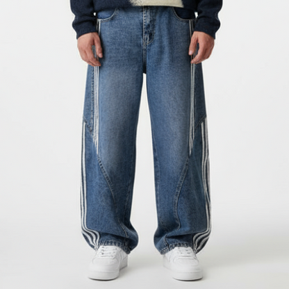 Denim Striped Barrel Jeans