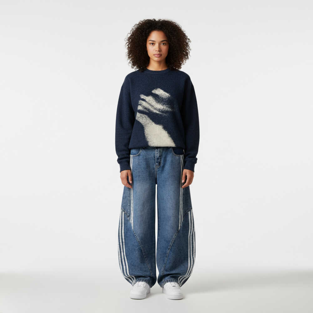 Denim Striped Barrel Jeans